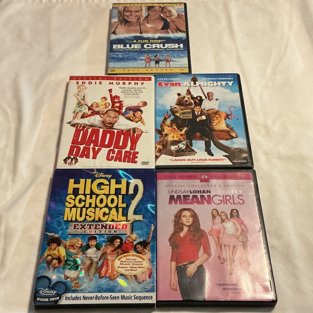 Set of 5 Mixed Teen friendly DVD Movie Bundle